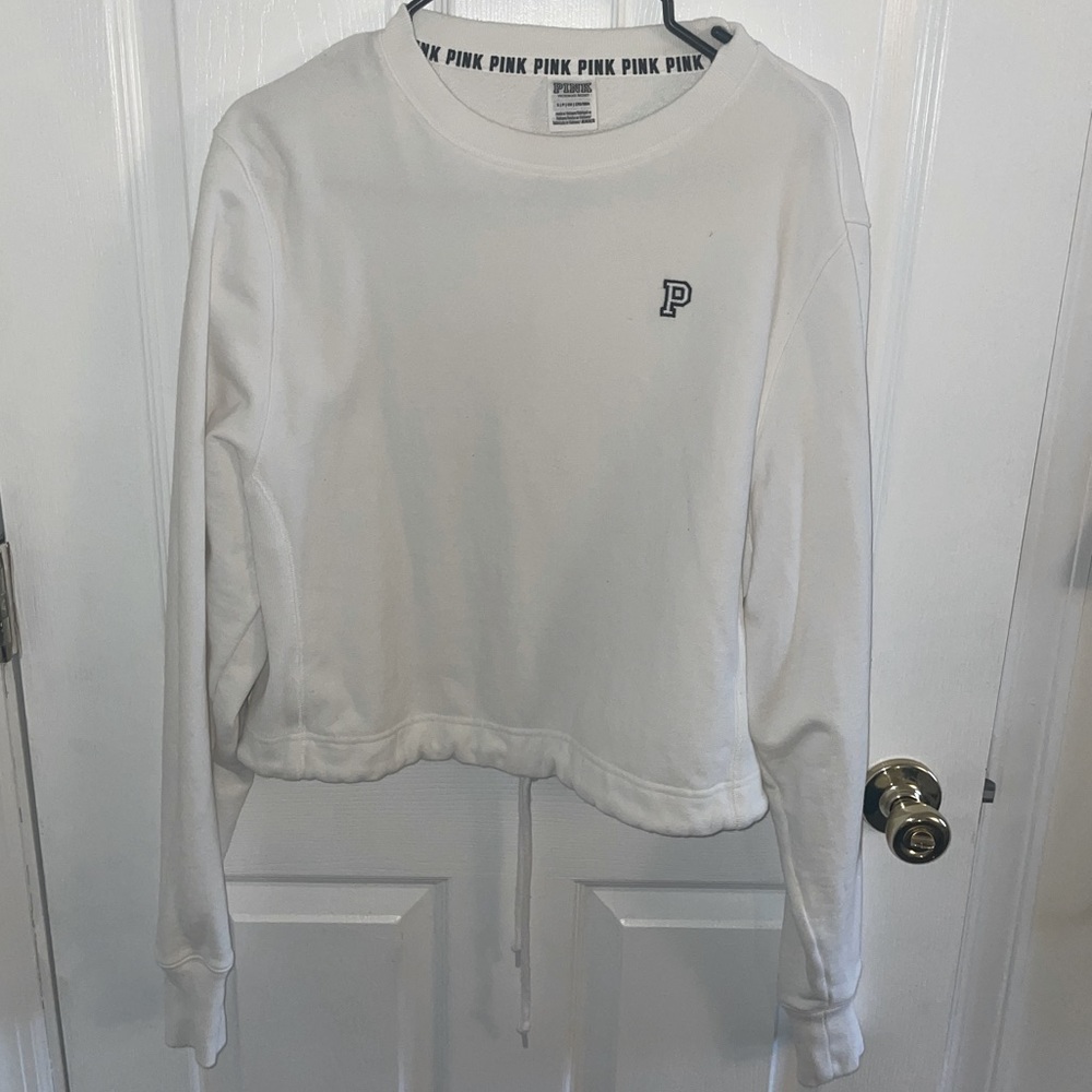 PINK cropped crew sweatshirt